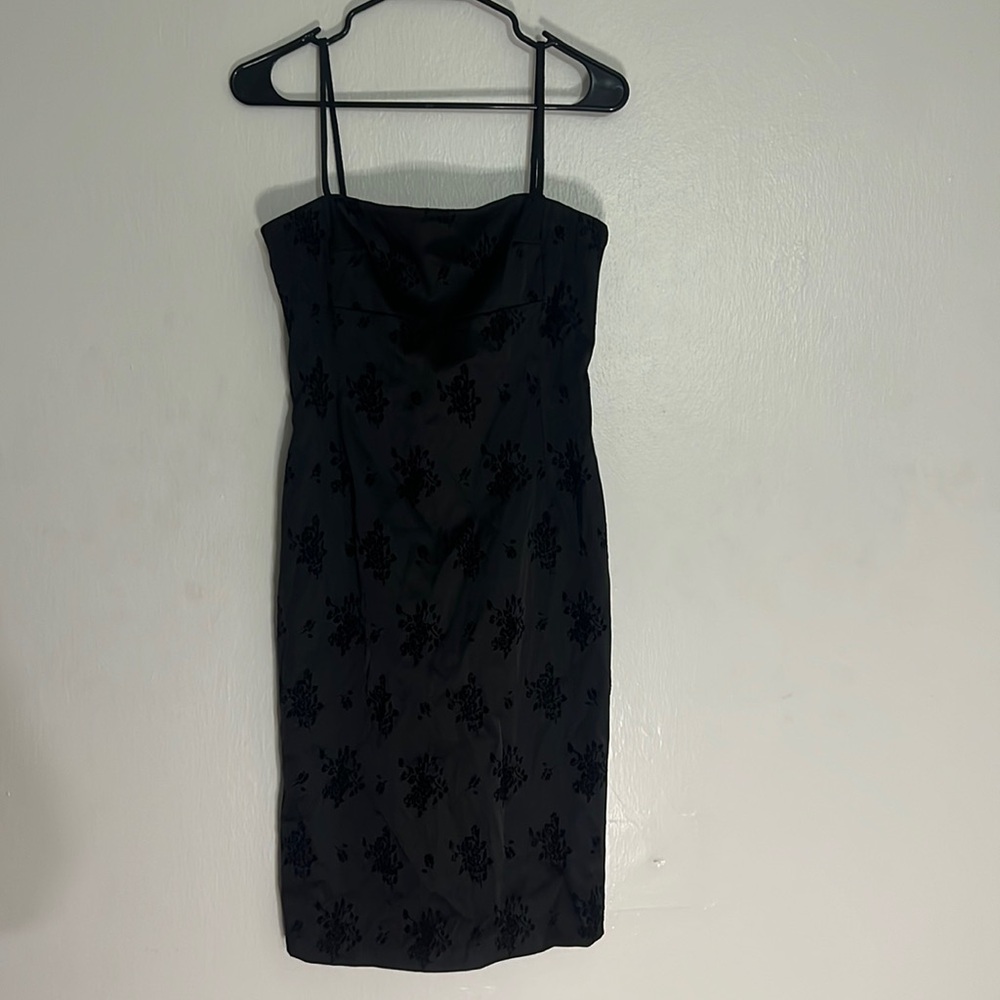 Vintage Millennial Little Black Dress with Floral Pattern